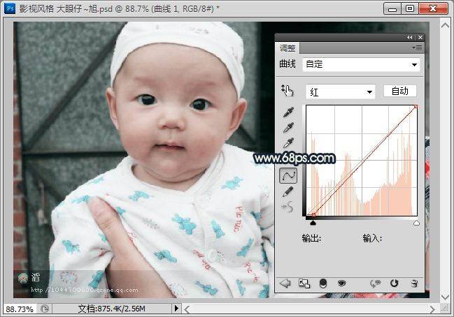 PS软件调出淡青色可爱宝宝照片