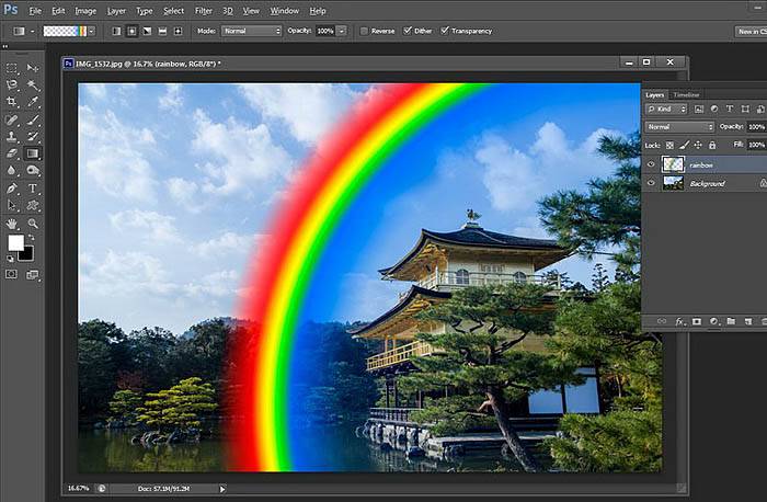 快速给图片添加逼真彩虹效果的PS教程