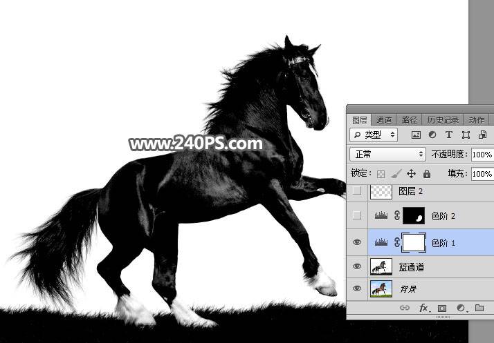 使用PS通道工具抠取草原上的骏马图片