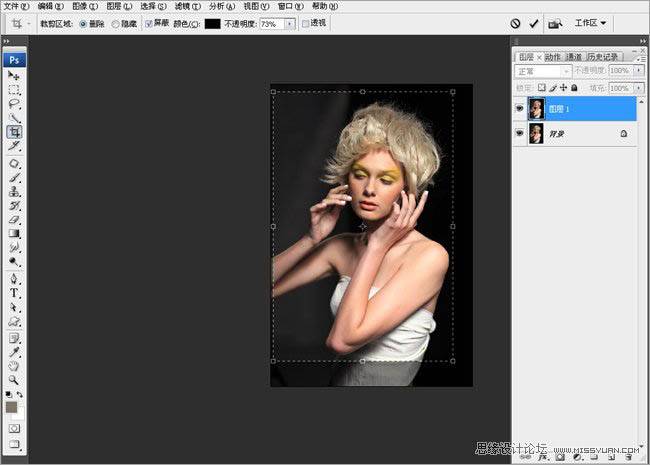 PS软件调制黑白质感美女头像图片
