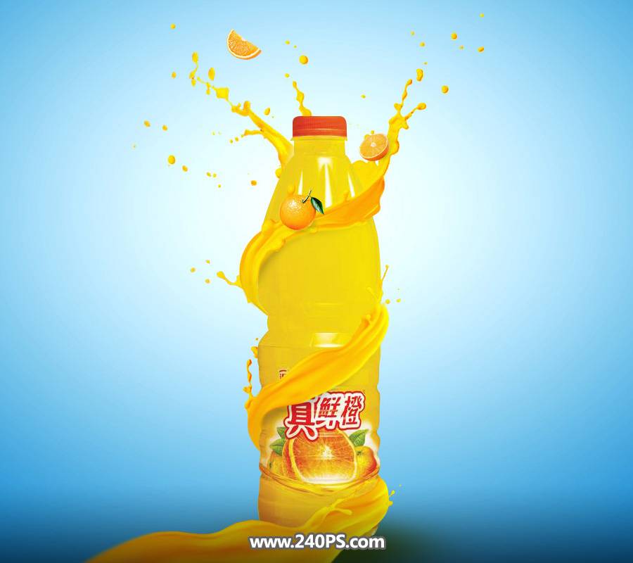 PS设计果汁环绕喷溅效果的饮料海报图片