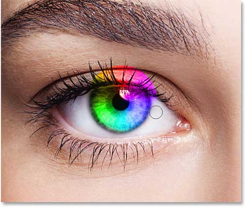 PS软件给模特眼睛添加彩虹美曈效果