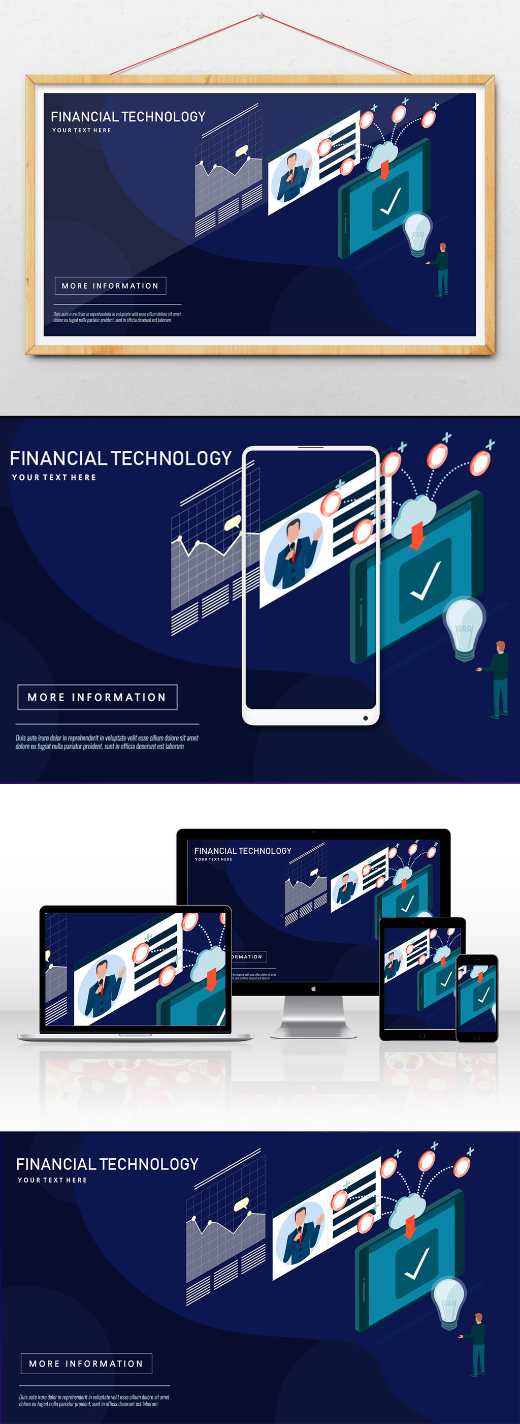 2.5D科技商业金融数据场景插画